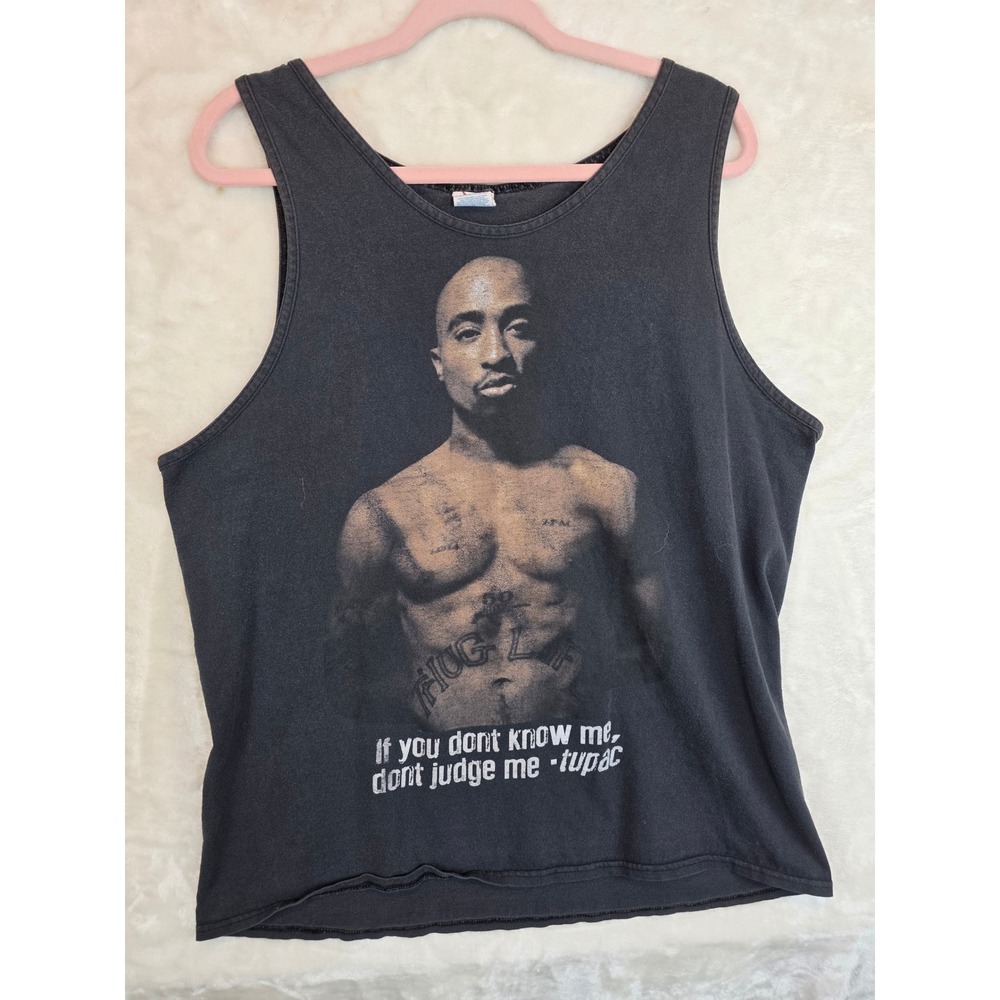 Tupac Shakur 2Pac Graphic Tank Top Mens XL Delta Pro Weight Black Hip Hop‎ Shirt